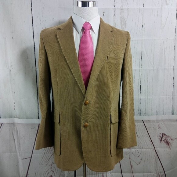 Haggar 41R 2 Button Desert Tan Corduroy Suit Blazer Sport Coat - Picture 1 of 8